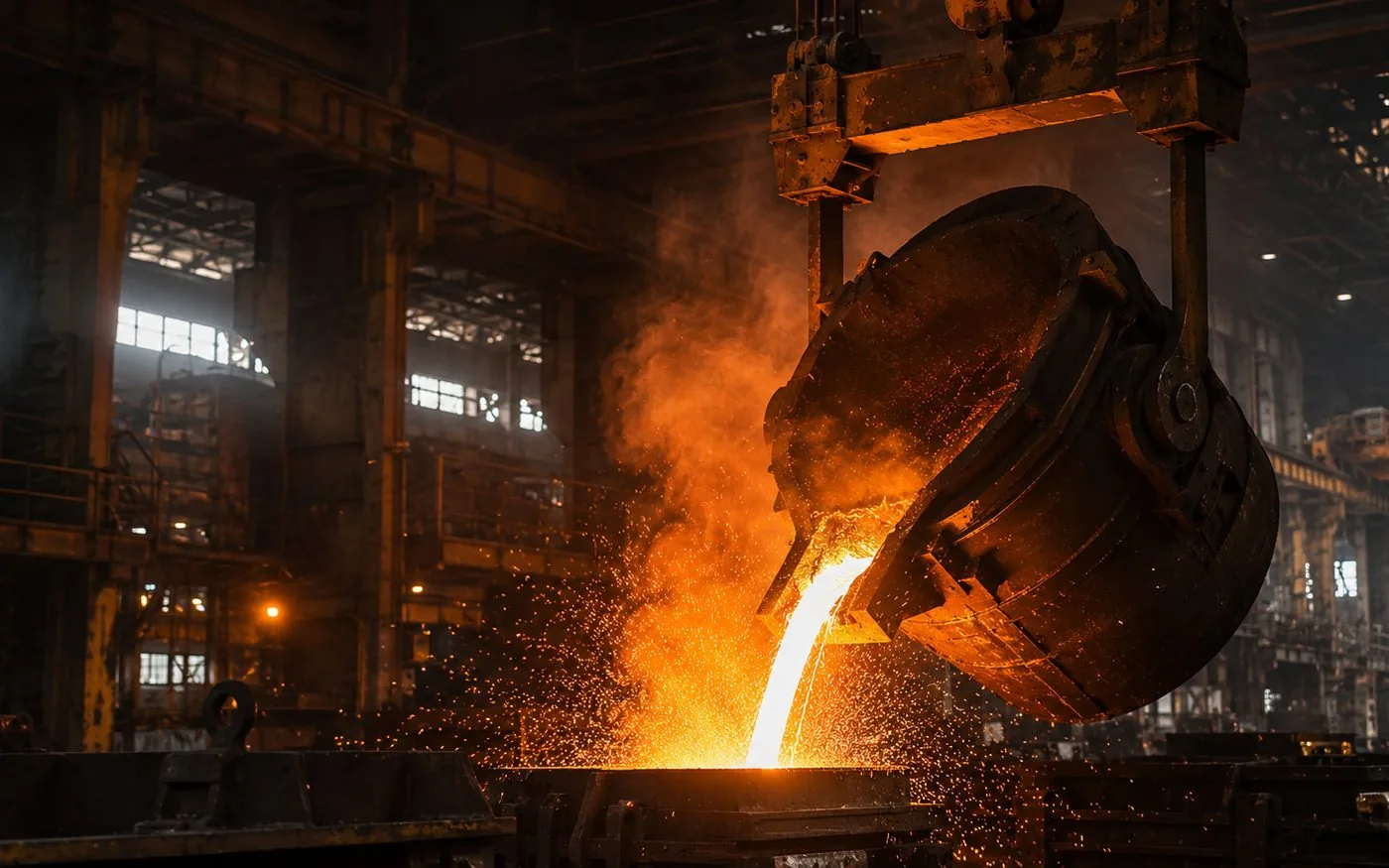 Molten steel pour at the GMPL plant