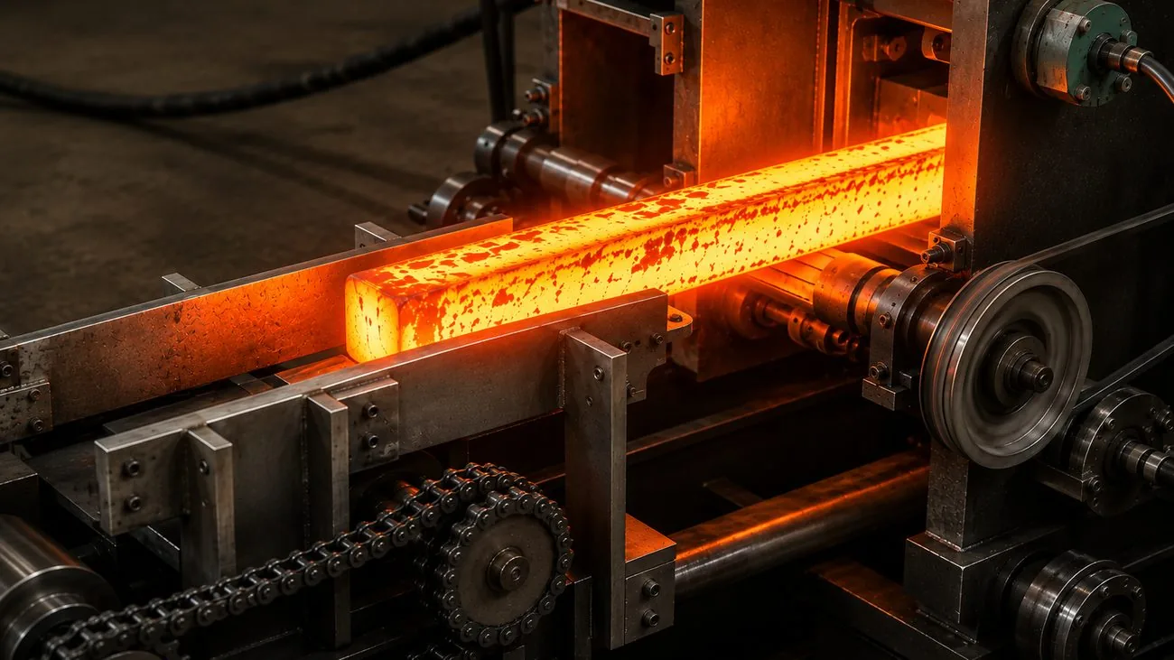 Hot billet in the rolling mill